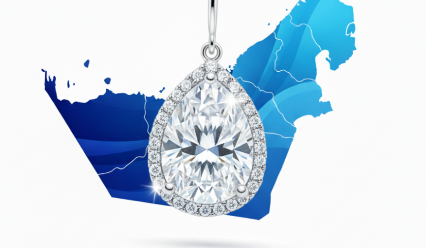 Diamond earring with map