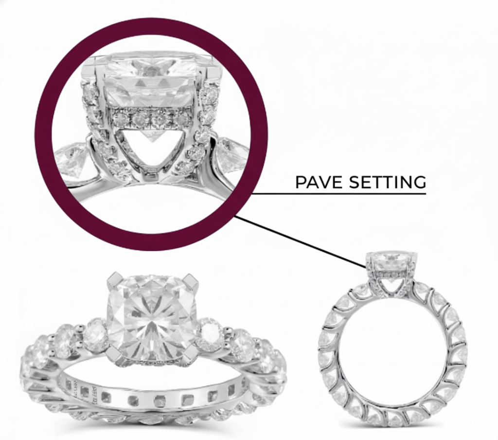 Pave ring setting