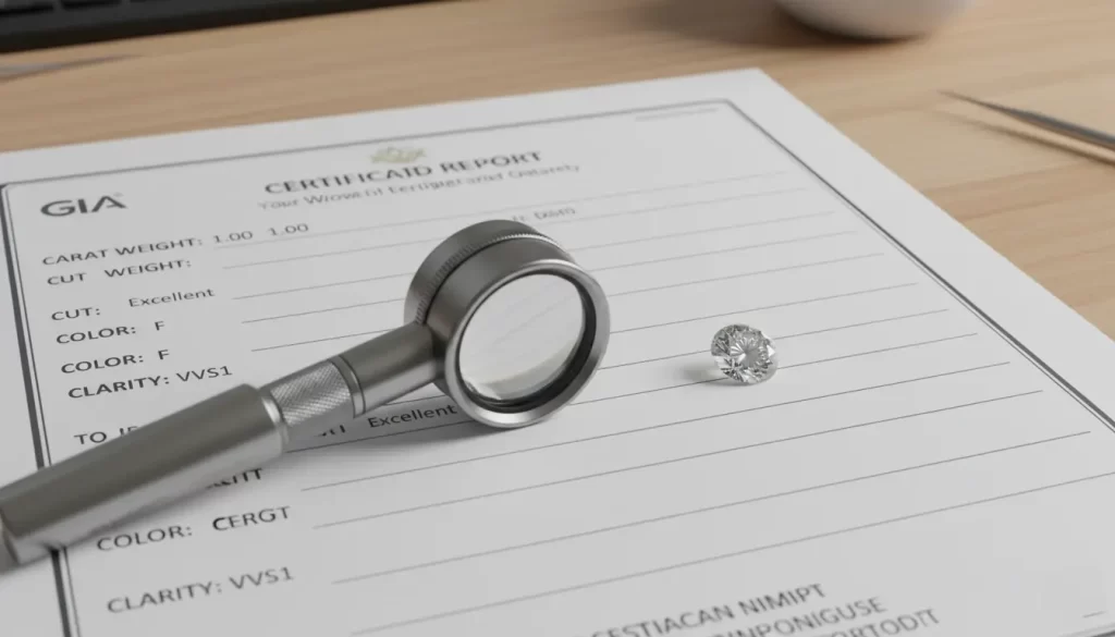 GIA certified 1 carat diamond with loupe and grading certificate used by UAE jewellers