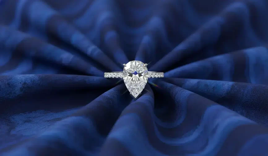 Pear shaped diamond ring